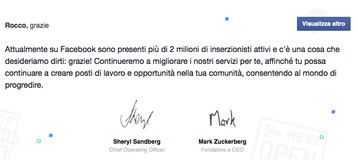 Facebook ha 2 milioni di inserzionisti