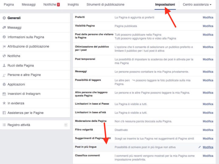 Scrivere post in più lingue su Facebook